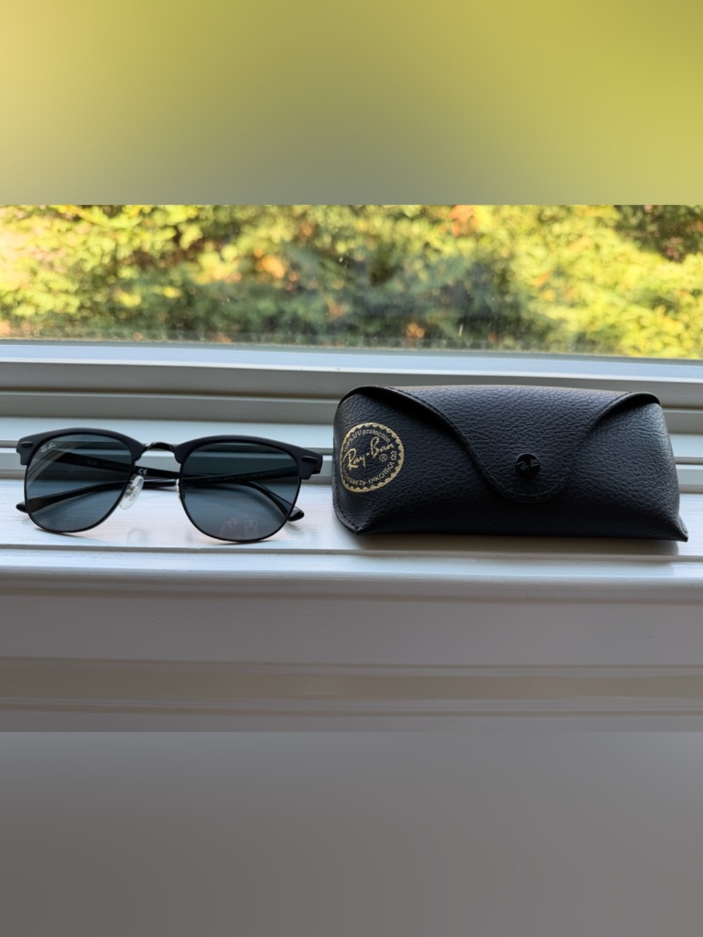 Ray-Ban Black Faux-Leather Sunglasses Case with Gold Logo